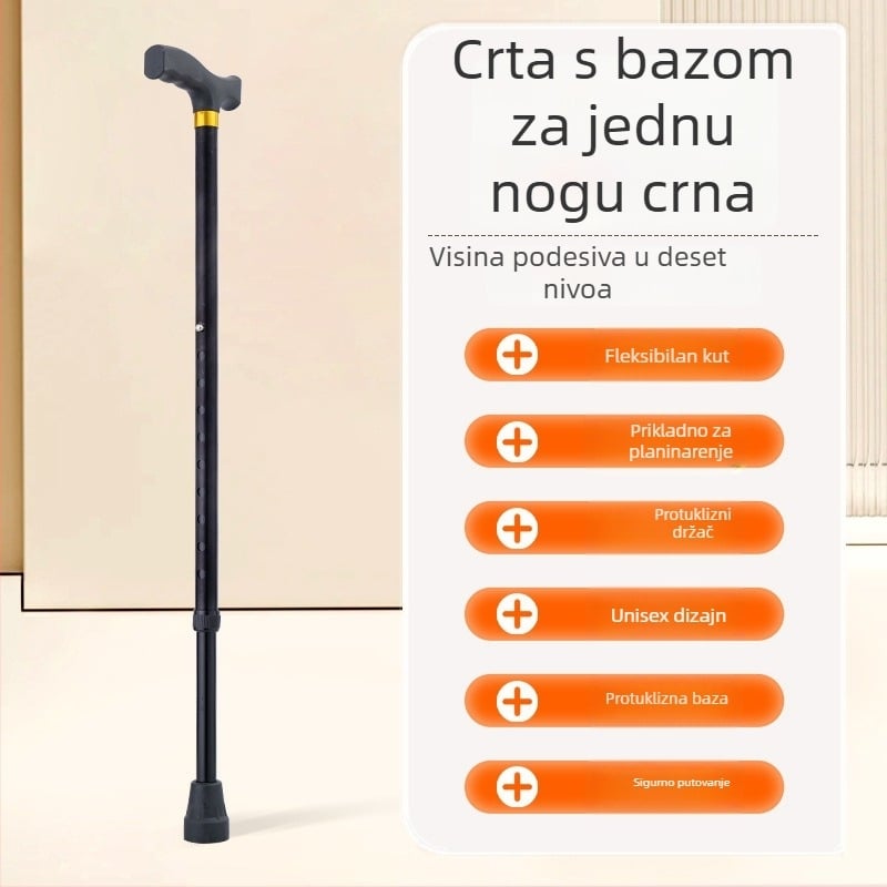 Planinski štap od aluminijske legure, varijante: jednonoga, tronožna ili četveronožna