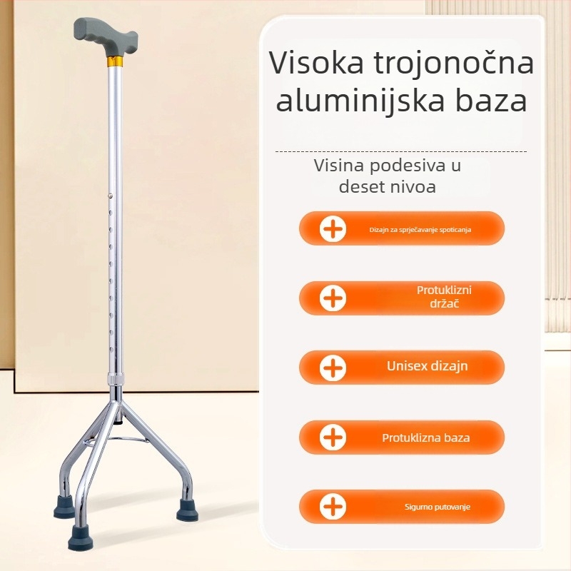 Planinski štap od aluminijske legure, varijante: jednonoga, tronožna ili četveronožna