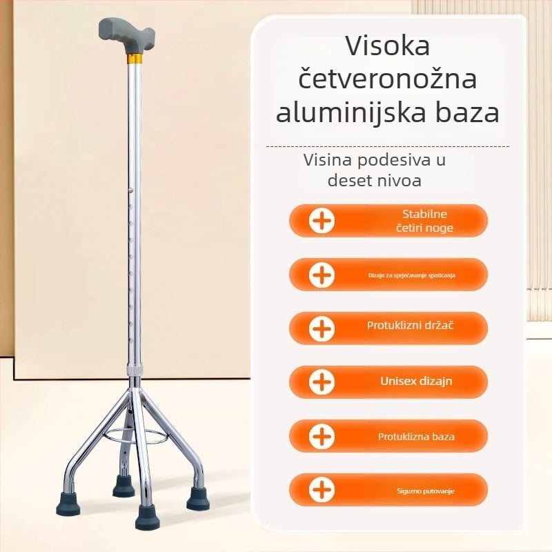 Planinski štap od aluminijske legure, varijante: jednonoga, tronožna ili četveronožna