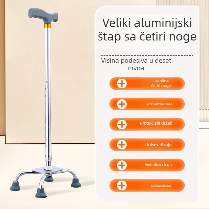 Planinski štap od aluminijske legure, varijante: jednonoga, tronožna ili četveronožna