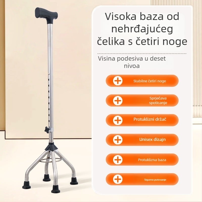 Planinski štap od aluminijske legure, varijante: jednonoga, tronožna ili četveronožna