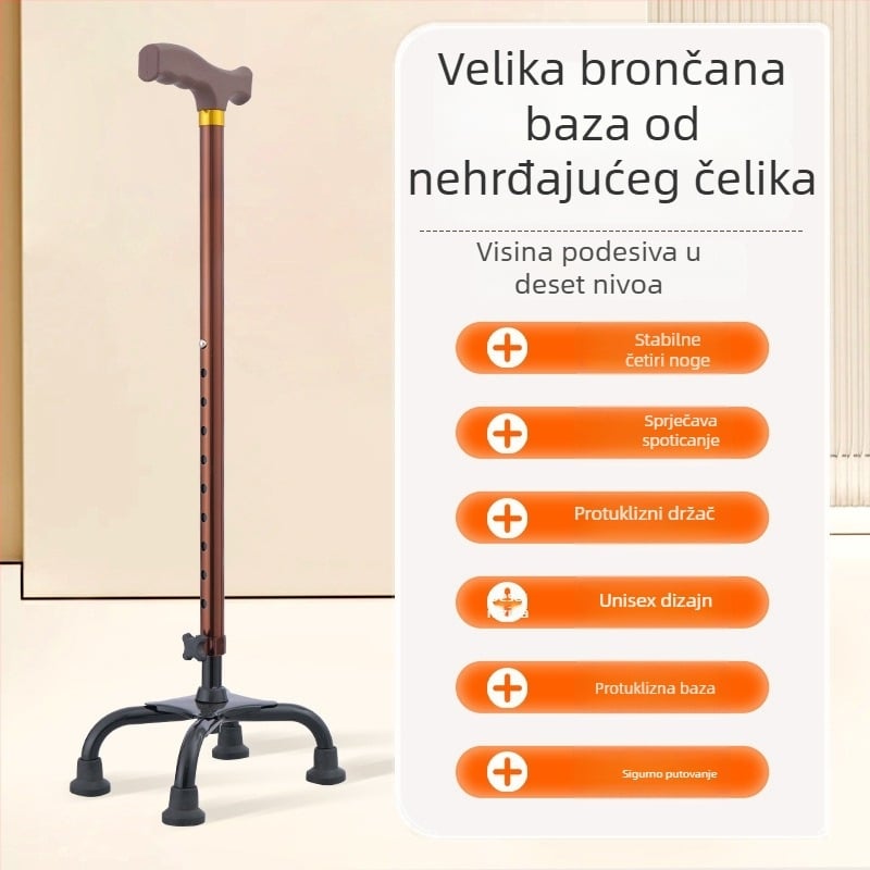 Planinski štap od aluminijske legure, varijante: jednonoga, tronožna ili četveronožna