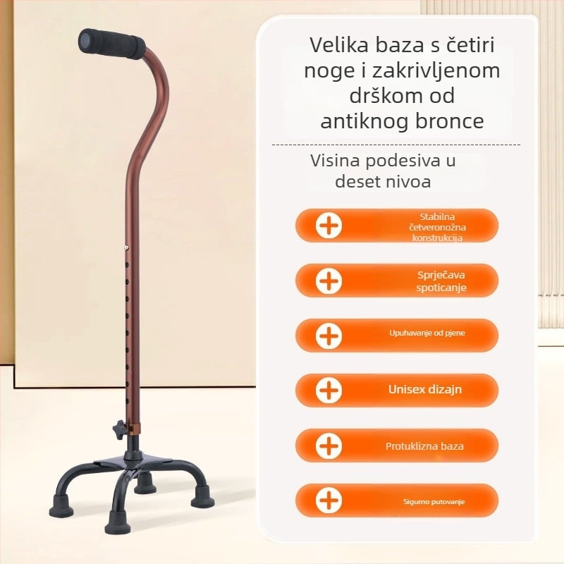 Planinski štap od aluminijske legure, varijante: jednonoga, tronožna ili četveronožna