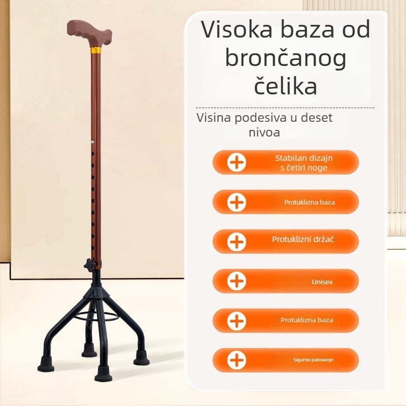 Planinski štap od aluminijske legure, varijante: jednonoga, tronožna ili četveronožna