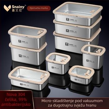 Kutija za ručak od 304 nehrđajućeg čelika s poklopcem, kvadratnog oblika, prehrambena kvaliteta, pogodna za mikrovalnu, kapacitet 800–1000 ml