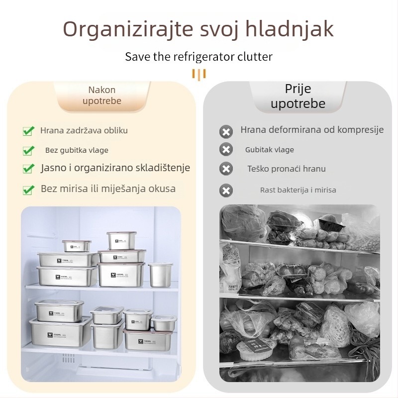 Kutija za ručak od 304 nehrđajućeg čelika s poklopcem, kvadratnog oblika, prehrambena kvaliteta, pogodna za mikrovalnu, kapacitet 800–1000 ml