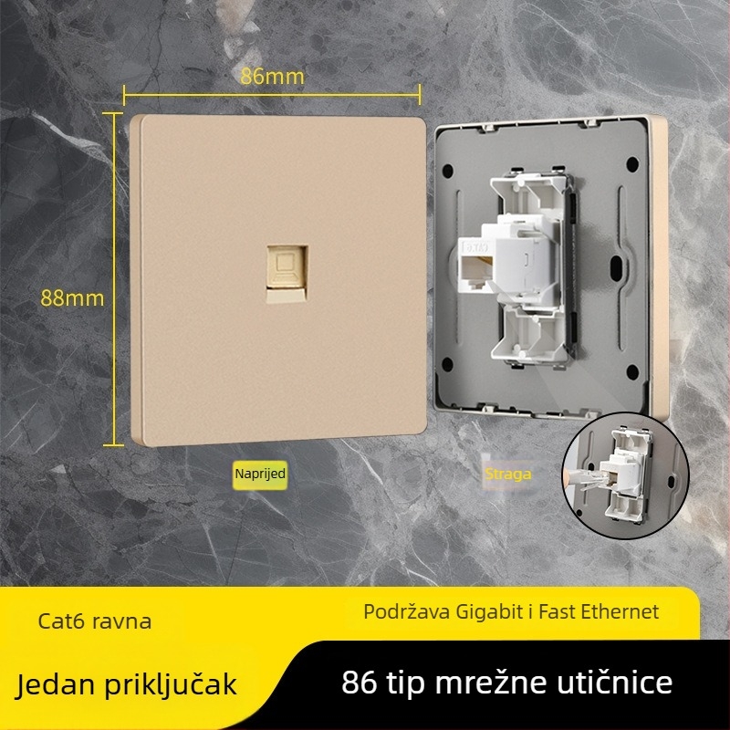 86-tipni Cat6 mrežni panel s dvostrukim utorima — zidni, standard: Novi nacionalni standard; marka: Jabra
