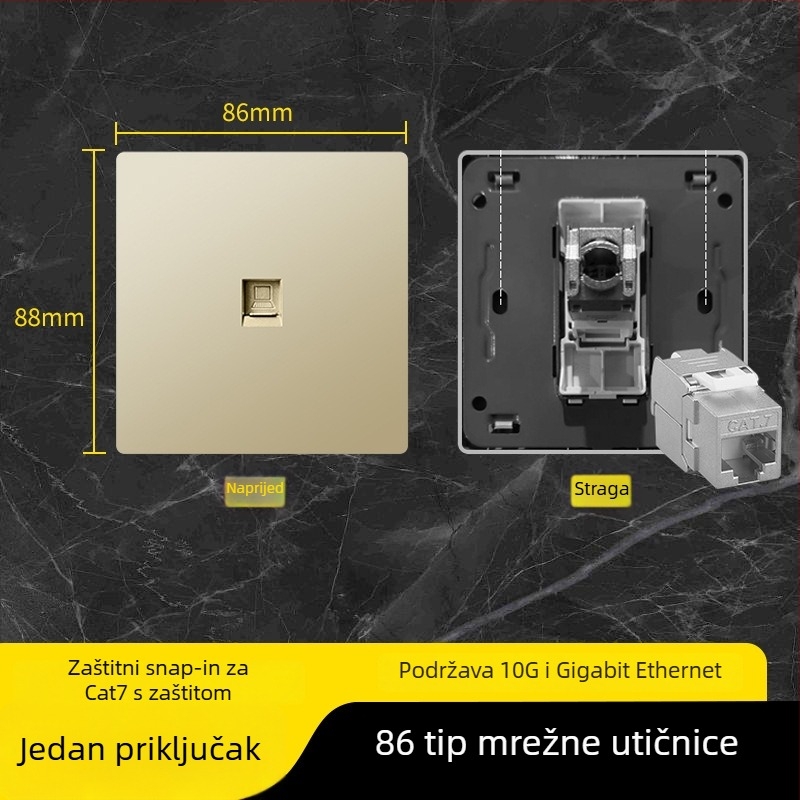 86-tipni Cat6 mrežni panel s dvostrukim utorima — zidni, standard: Novi nacionalni standard; marka: Jabra