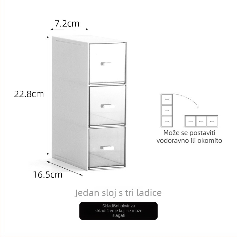 Kutija za pohranu na radnom stolu s 1/2/3 odjeljaka, PS plastika, 1 L kapacitet, sklopiva s poklopcem
