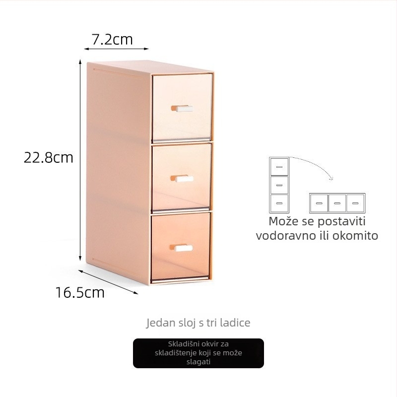 Kutija za pohranu na radnom stolu s 1/2/3 odjeljaka, PS plastika, 1 L kapacitet, sklopiva s poklopcem