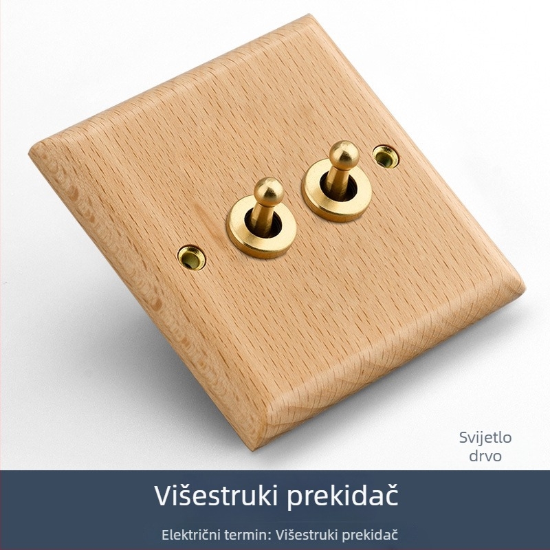 Panel za zidni prekidač i utičnicu tipa 86, od masivnog drva, brončana poluga, 10A/220V, 3C certificirano