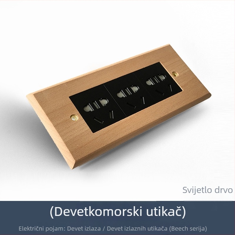 Panel za zidni prekidač i utičnicu tipa 86, od masivnog drva, brončana poluga, 10A/220V, 3C certificirano