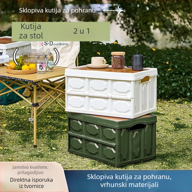 Sklopiva kutija za kampiranje – organizator prtljažnika automobila, PP plastika, kapacitet 20–30 L, sklopiva, prijenosna