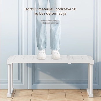 Plastični organizator garderobe s 7 slojeva i pregradama za odjeću i cipele, stolna montaža