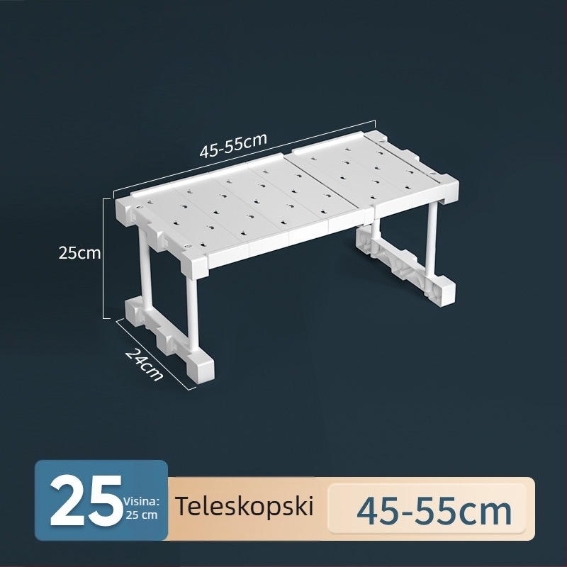 Plastični organizator garderobe s 7 slojeva i pregradama za odjeću i cipele, stolna montaža