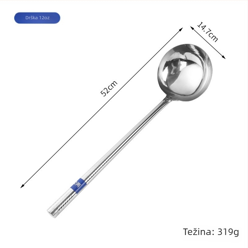 Nehrđajuća čelična kuhinjska žlica s drškom od drveta ili nehrđajućeg čelika – protuklizna, moderni minimalistički stil