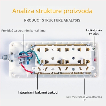 Produžnica s neovisnim prekidačem, 3 utičnice, 10A, 100–250V, 2500W