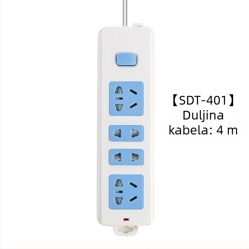 Produžnica s neovisnim prekidačem, 3 utičnice, 10A, 100–250V, 2500W