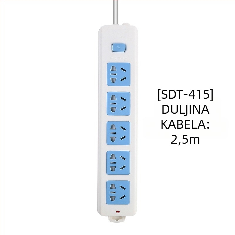 Produžnica s neovisnim prekidačem, 3 utičnice, 10A, 100–250V, 2500W
