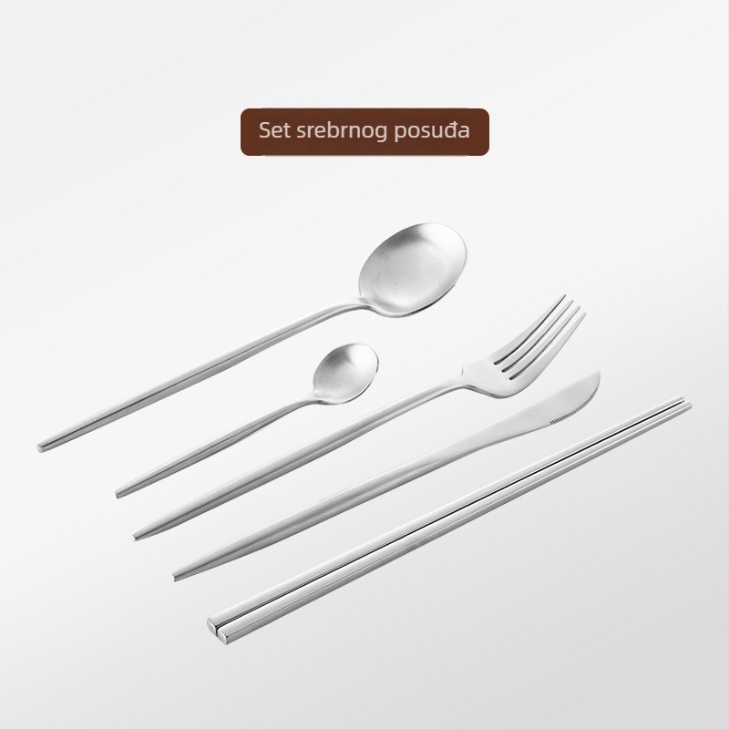 Thread Rabbit Set noževa, viljuški i žlica od 304 nehrđajućeg čelika — ogledni polir, jednofarbni dizajn, moderan minimalistički stil