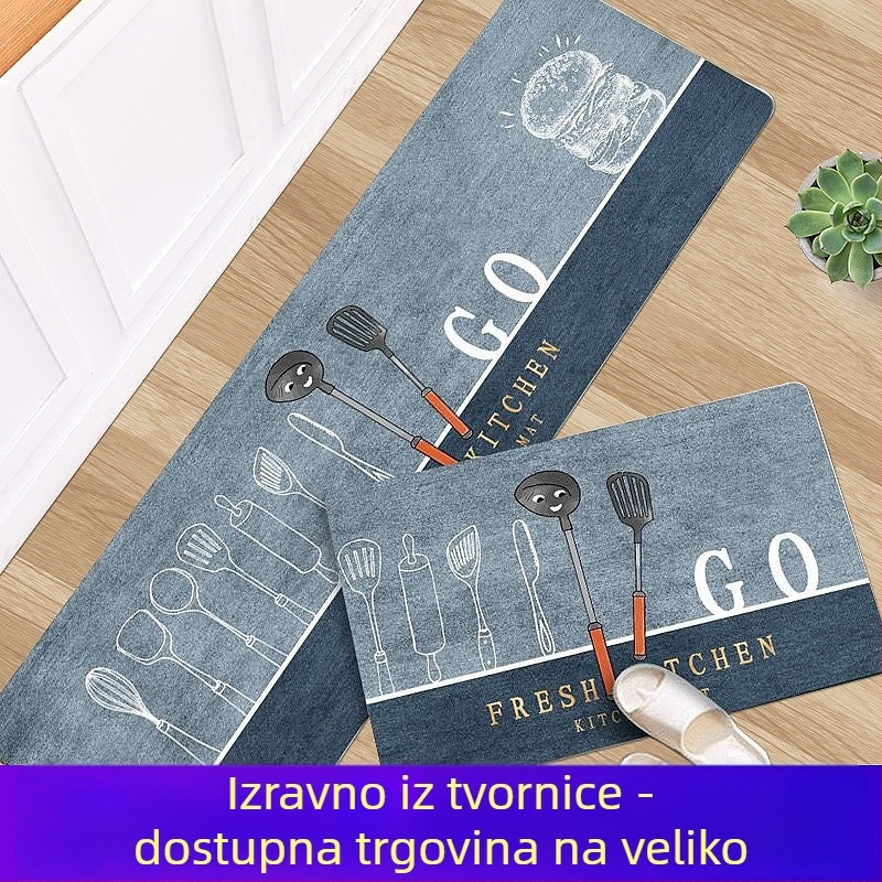 Kuhinjski podni tepih – Poliester, Tkano, Geometrijski uzorak, Crtani stil, Ručno pranje
