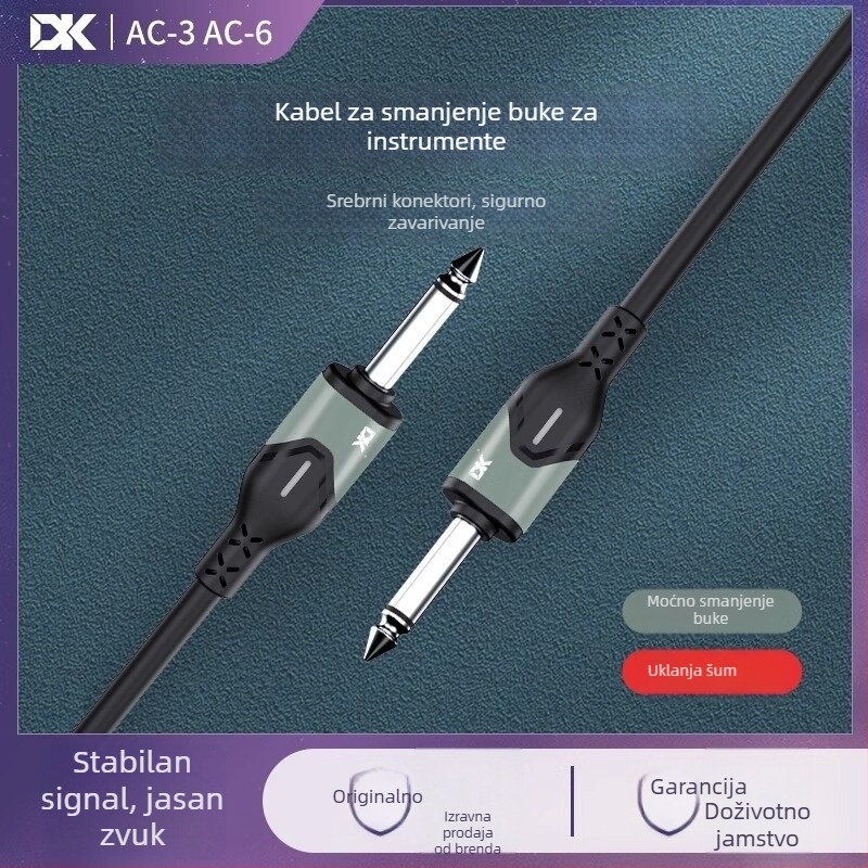 Kabel za glazbeni instrument s redukcijom šuma, 3,6 m, model AC-3/AC-6, kabel za spajanje električne gitare i bas gitare