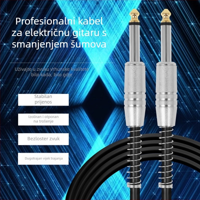 Kabel za gitaru s konektorom 6,35 mm, duljine 3, 5 ili 10 m, redukcija šuma, otporan na habanje, model PJ16401-1-3