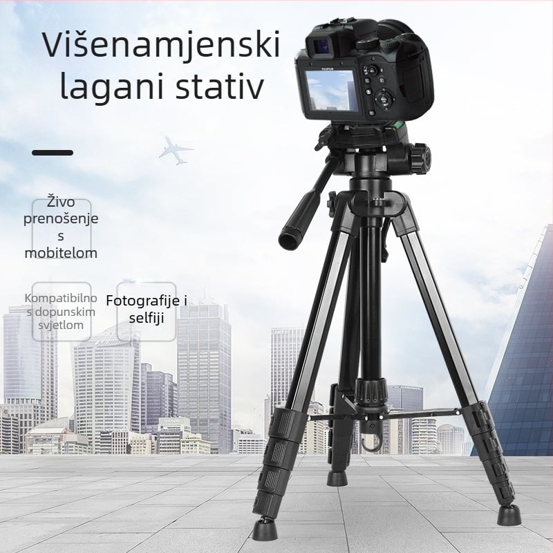 Sinoni 3605 Tripod s 5 sekcijama, 3D PTZ, aluminij-ABS, ploča za brzo otpuštanje, nosivost 5 kg, stolni držač za mobilni live streaming