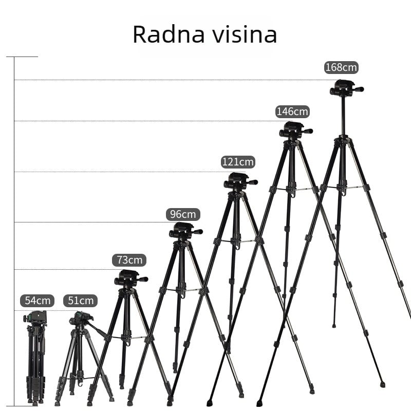 Sinoni 3605 Tripod s 5 sekcijama, 3D PTZ, aluminij-ABS, ploča za brzo otpuštanje, nosivost 5 kg, stolni držač za mobilni live streaming