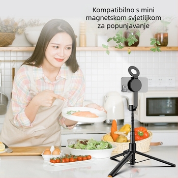 Magnetski selfie štap s držačem za telefon i tripodom, Bluetooth, daljinski upravljač uključen, prilagodljiv, prenosan, proširiv