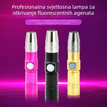 Ručna UV LED lampa 365nm za otkrivanje fluorescence i provjeru banknota | aluminijska legura, 1200mAh, USB punjenje