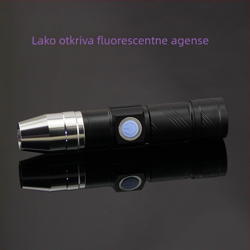Ručna UV LED lampa 365nm za otkrivanje fluorescence i provjeru banknota | aluminijska legura, 1200mAh, USB punjenje