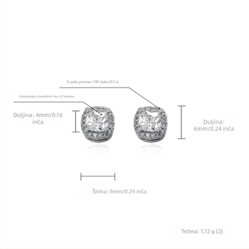 Bakrene naušnice s dijamantima, magnetske, bez probijanja, unisex, Jinao
