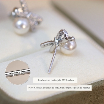 Kun ling naušnice - u obliku luka, s dijamantima, od srebra 99%, za žene, proljeće 2025