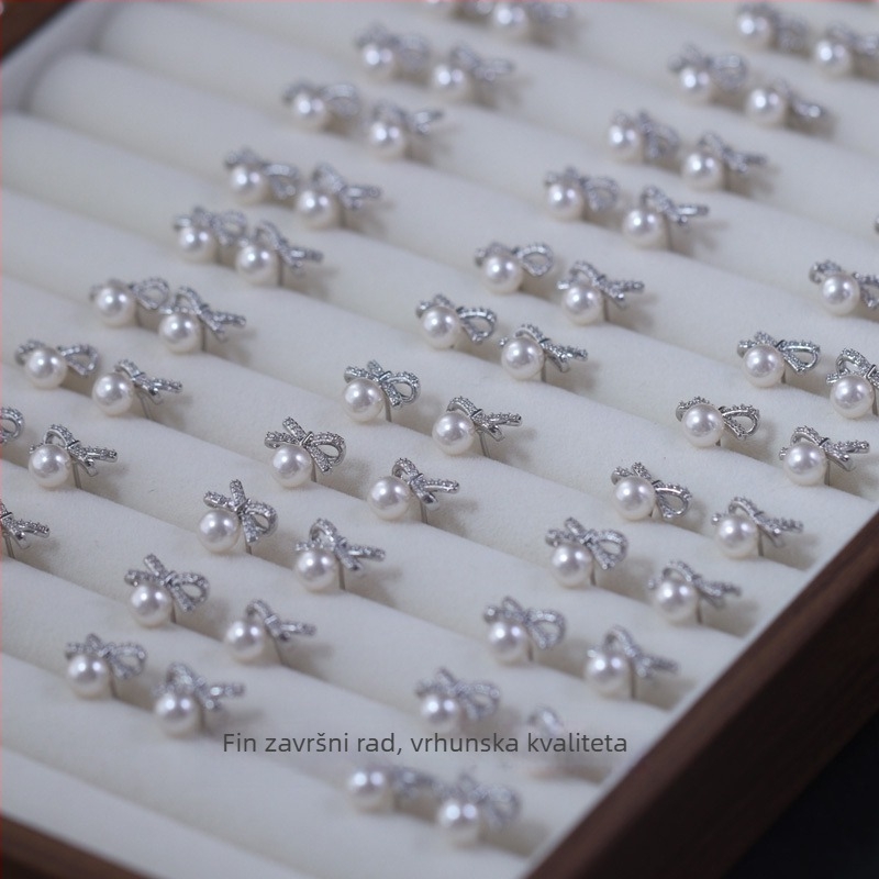 Kun ling naušnice - u obliku luka, s dijamantima, od srebra 99%, za žene, proljeće 2025