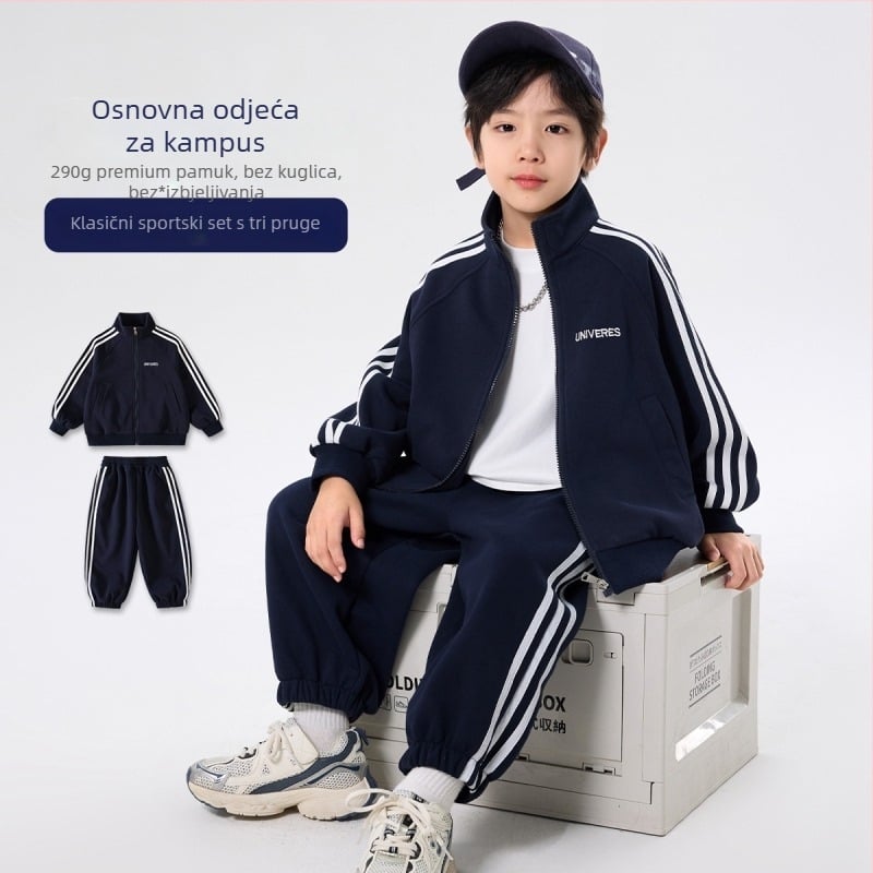 Dječji sportski dvodijelni set – hlače i sako, materijal 60% pamuk, sportski stil, zatvarač