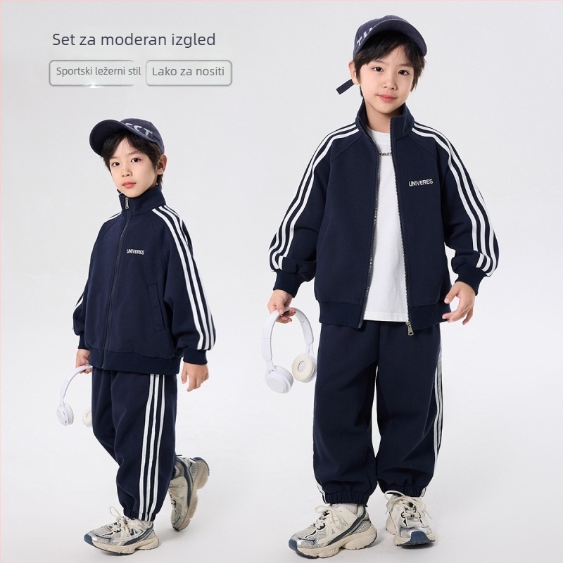 Dječji sportski dvodijelni set – hlače i sako, materijal 60% pamuk, sportski stil, zatvarač