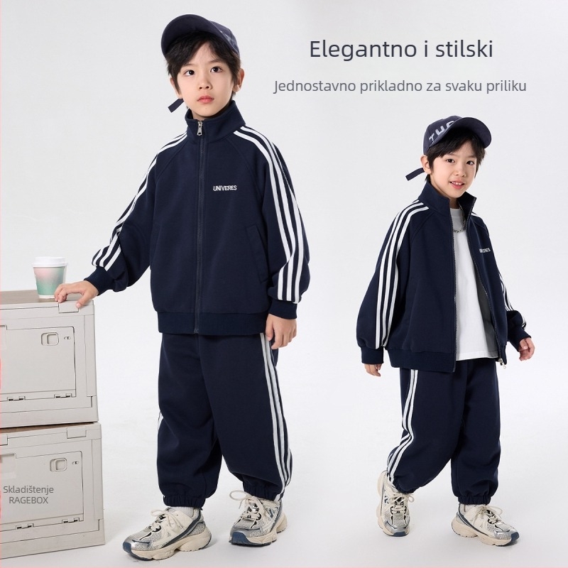 Dječji sportski dvodijelni set – hlače i sako, materijal 60% pamuk, sportski stil, zatvarač