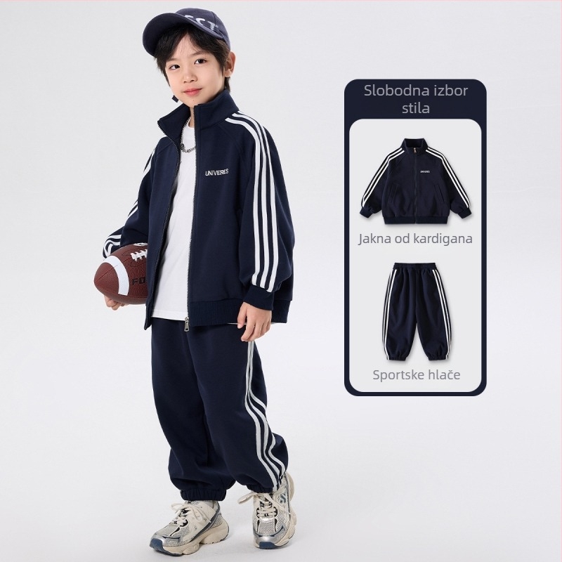 Dječji sportski dvodijelni set – hlače i sako, materijal 60% pamuk, sportski stil, zatvarač
