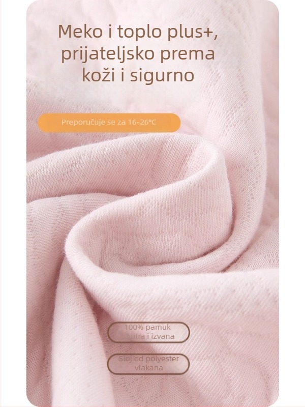 Dvoslojni dječji set s dugim rukavom i dugim hlačicama, 100% pamuk, mekan prešani materijal, debeo, za novorođenčad do 1 godine, zima–proljeće–jesen.