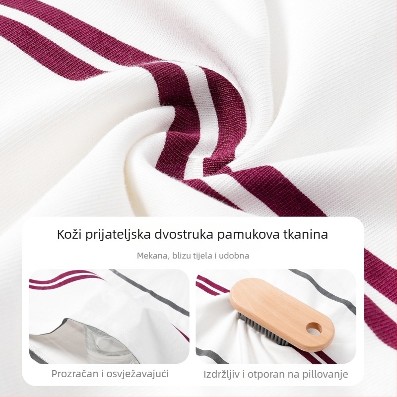 Dječja pamučna majica s dugim rukavima, korejskog stila, prugasta s natpisima, okrugli vrat