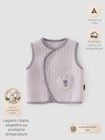 Topli dječji prsluk za novorođenčad, unisex, 0–1 godina, 100% pamuk, debela tkanina, punjenje od poliestera, zima/jesen