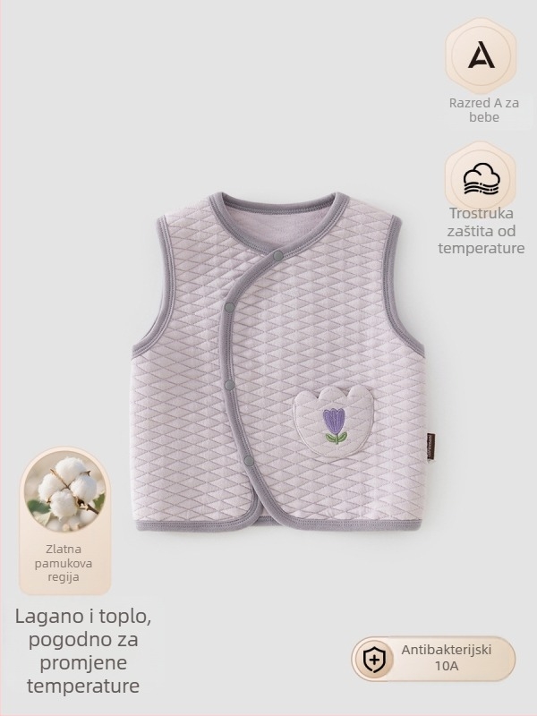 Topli dječji prsluk za novorođenčad, unisex, 0–1 godina, 100% pamuk, debela tkanina, punjenje od poliestera, zima/jesen