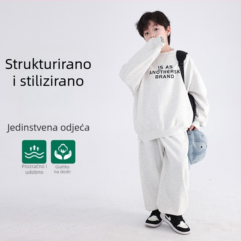 Korejskog stila jesenski set za dječake, dvodijelni komplet, pamuk, dugi rukav, natpis slovima, za uzrast 8+.
