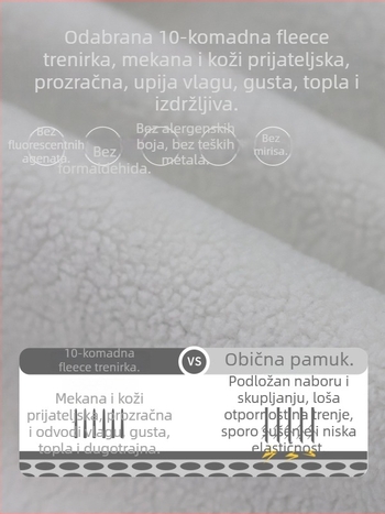 Dječji fleece hoodie bez kapuljače, okrugli izrez, pulover, 65% pamuk, poliester podstava