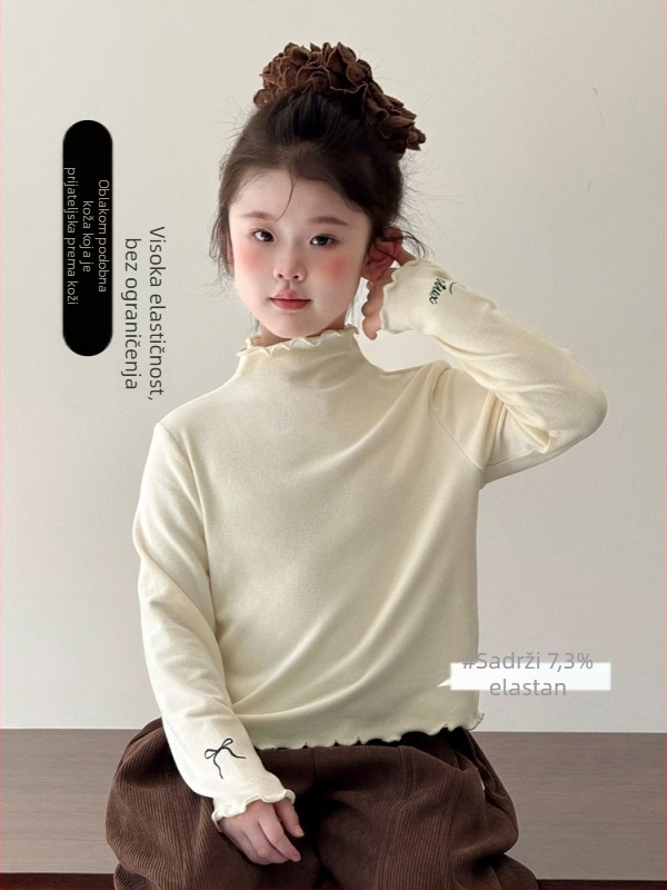 Dječja majica za djevojčice, korejski stil, visoki ovratnik, viskozni materijal