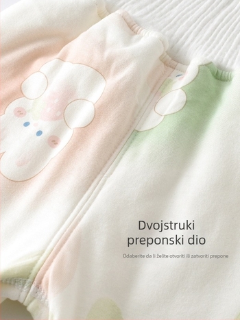 Dječji dvodijelni pamukasti zimsko-proljetni jesenji set: top s dugim rukavima i hlače, deblji, 100% pamuk, uzorak životinja i crtići, za uzrast 1–3 godine, sezona zima, proljeće, jesen