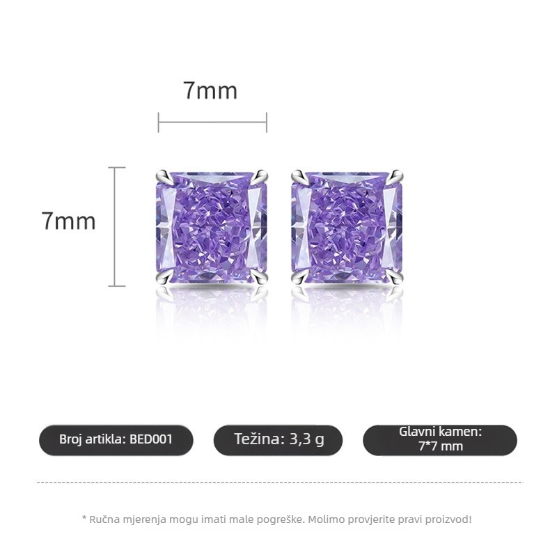 Naušnice: bakar, četverokutni geometrijski oblik, dijamantno brušenje, Silver meimei, lagani luksuzni stil, za žene, proljeće 2025