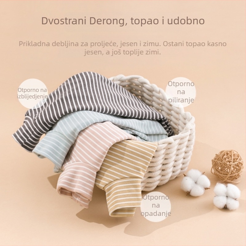 Dječja majica s dugim rukavima i visokim ovratnikom, korejski stil, njemački flis, prugast uzorak (Korejski stil, Visoki ovratnik, Dugi rukav, Prugast uzorak, Njemački flis)