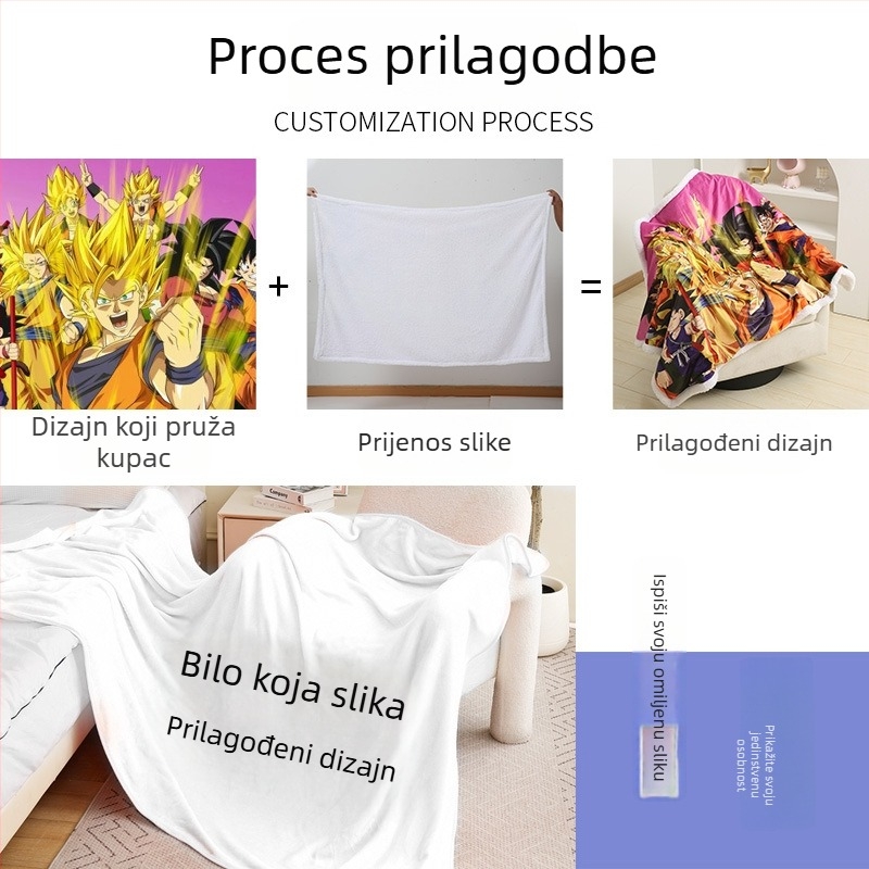 Prilagođena dvostruko slojevita flanel deka za kauč, dvostrana, topla – 100% poliester, 300–500 g, proljeće i jesen, uzorak karikatura
